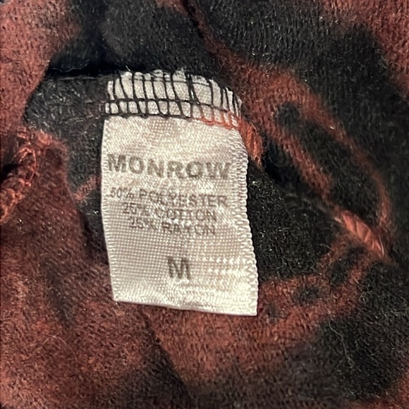 Monrow Size Medium Maroon tie-dye Long Sleeve Zip Up Hoodie Knit Jacket - Picture 4 of 4